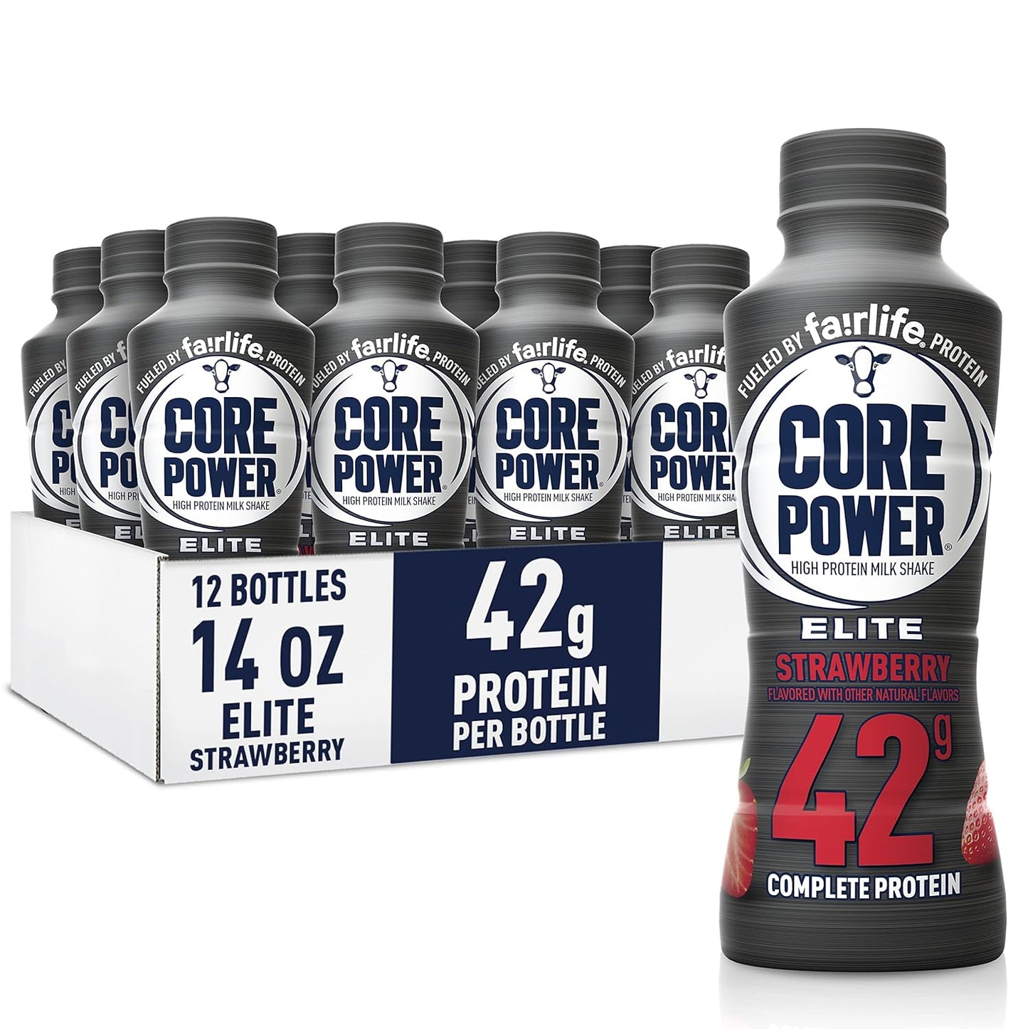 Elite High Protein Shake .42g Bottle. 14oz. 12 Pack