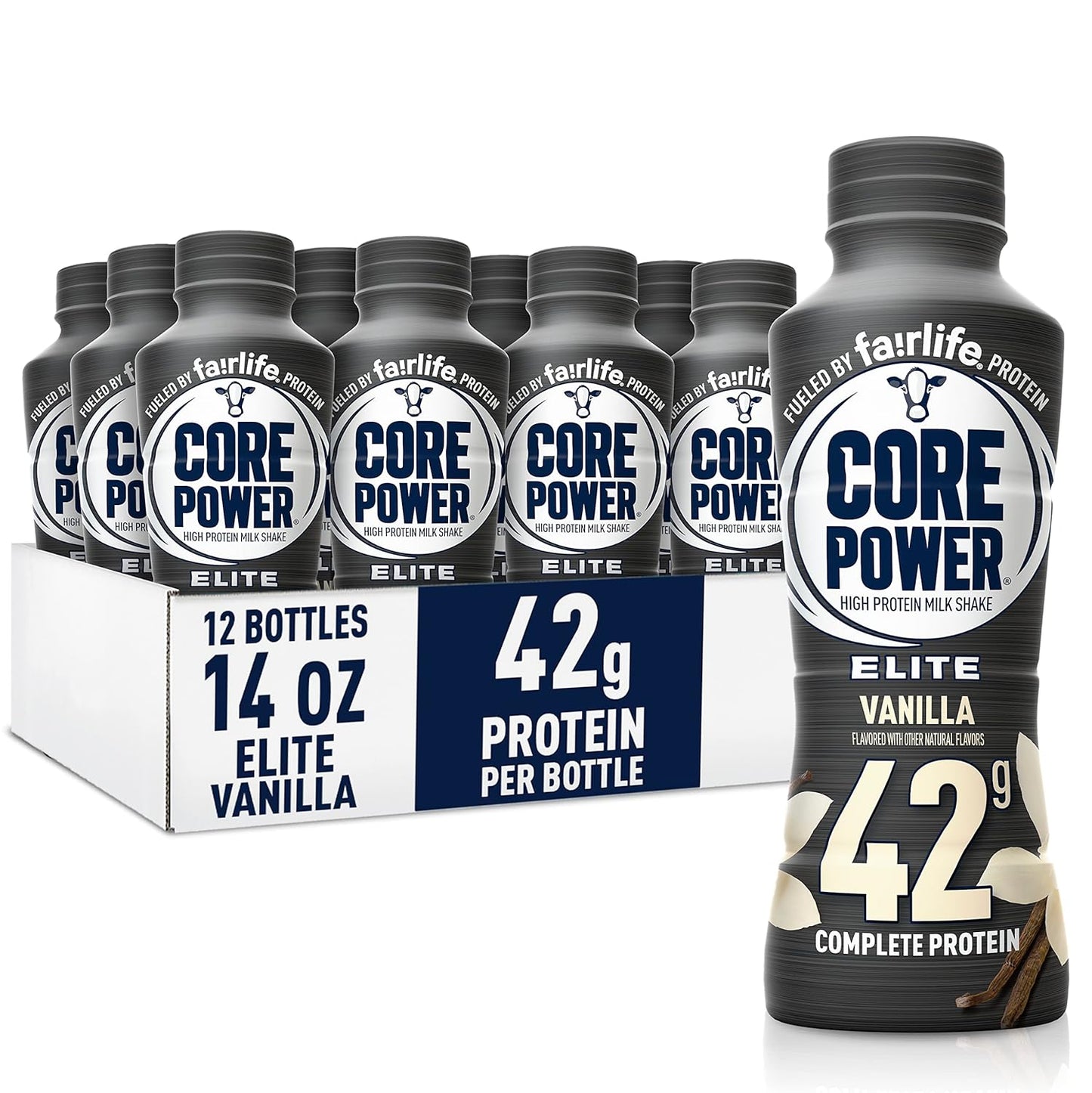 Elite High Protein Shake .42g Bottle. 14oz. 12 Pack