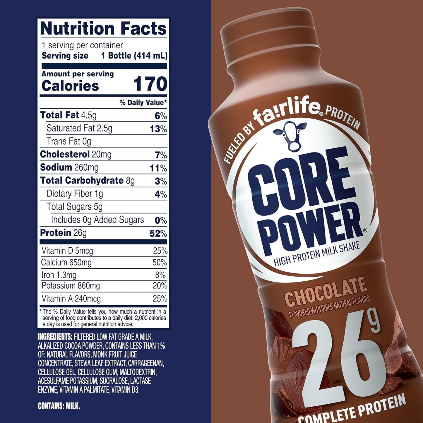 Protein Shake .26g Bottle. 14oz. 12 Pack