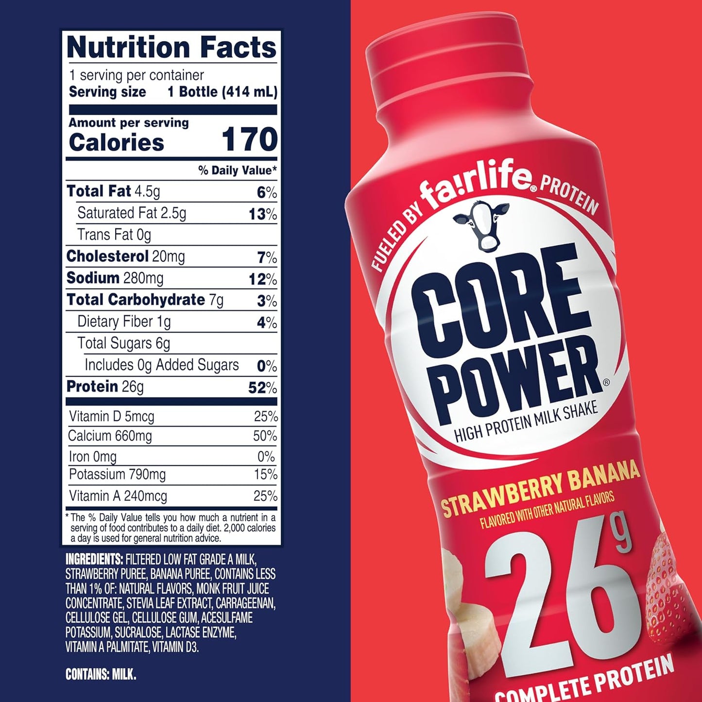 Protein Shake .26g Bottle. 14oz. 12 Pack