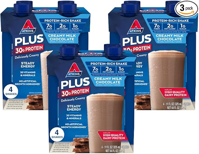Protein Shake, 30g Protein, 7g Fiber, 1g Net Carb, 1g Sugar, Keto Friendly, Low Carb, High Protein Drink, 12 Count