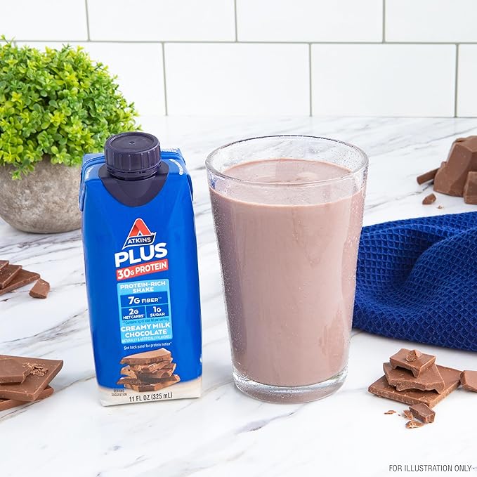 Protein Shake, 30g Protein, 7g Fiber, 1g Net Carb, 1g Sugar, Keto Friendly, Low Carb, High Protein Drink, 12 Count