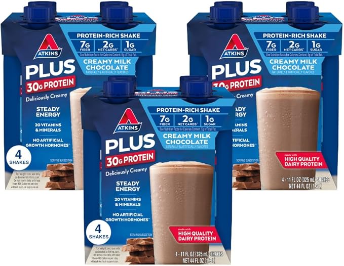 Protein Shake, 30g Protein, 7g Fiber, 1g Net Carb, 1g Sugar, Keto Friendly, Low Carb, High Protein Drink, 12 Count
