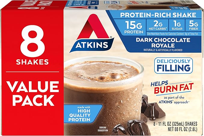 Protein Shake, 30g Protein, 7g Fiber, 1g Net Carb, 1g Sugar, Keto Friendly, Low Carb, High Protein Drink, 12 Count