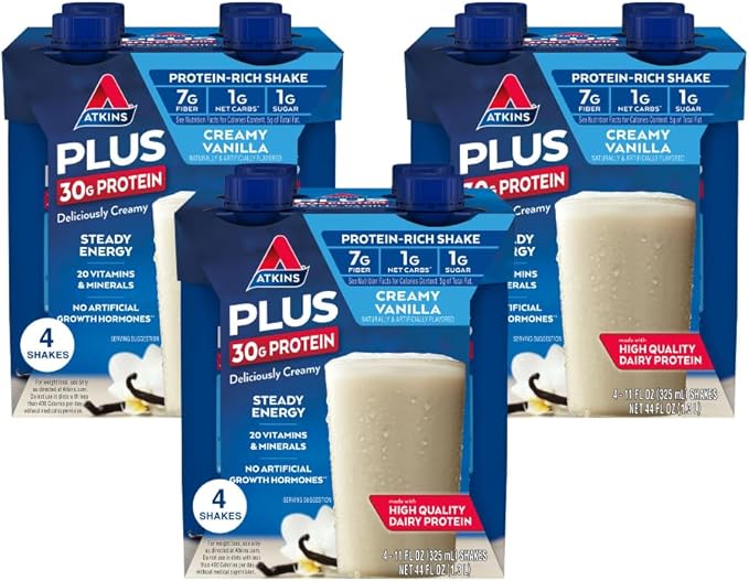 Protein Shake, 30g Protein, 7g Fiber, 1g Net Carb, 1g Sugar, Keto Friendly, Low Carb, High Protein Drink, 12 Count